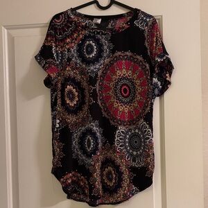 Acting Pro Mandala Print Blouse - Black and Pink